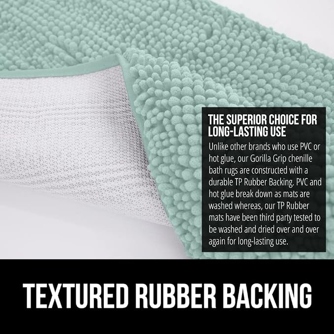 GORILLA GRIP Bath Rug Mat 30x20, Thick Soft Absorbent Chenille, Quick Dry - Image 6