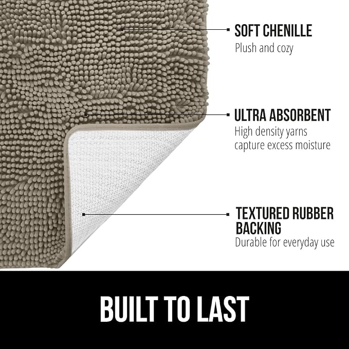 GORILLA GRIP Bath Rug Mat 44x26, Thick Soft Absorbent Chenille, Quick Dry - Image 2