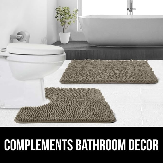 GORILLA GRIP Plush Absorbent Shaggy Chenille Bath Rug Mat - Image 9