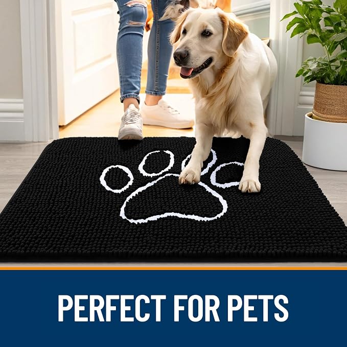 OLANLY Dog Door Mat for Muddy Paws 59x24, Paw Print Design, Absorbs Moisture - Image 6