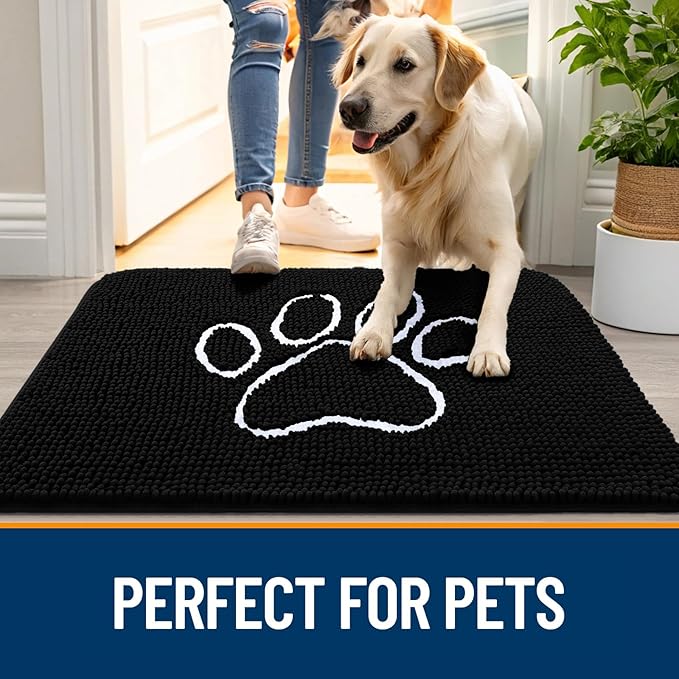 OLANLY Dog Door Mat for Muddy Paws 40x32, Paw Print Design, Absorbs Moisture - Image 6