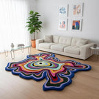 Irregular Shaped Handmade Wool Rug | Modern Colourful Stripe Premium Area Rug by RestorationandRenovation