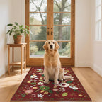U'Artlines 3x5ft Colorful Red Christmas Floral Rug, Non Slip Washable Area Rug - Image 8