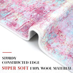 Modern Abstract 2x3 Girls Room Rug, Machine Washable Blush Pink Sky Blue Small - Image 6