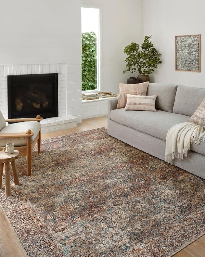 Loloi Amber Lewis Billie Collection, Aqua & Rust 6'-0" x 9'-0" Area Rug – - Image 3