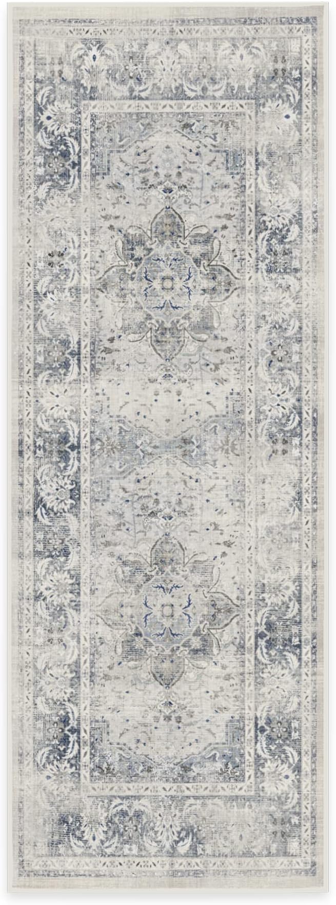 RUGGABLE Washable Vintage Runner Rug – Sarrah Blue Quartz 2.5x7, Stain-Resistant - Image 2