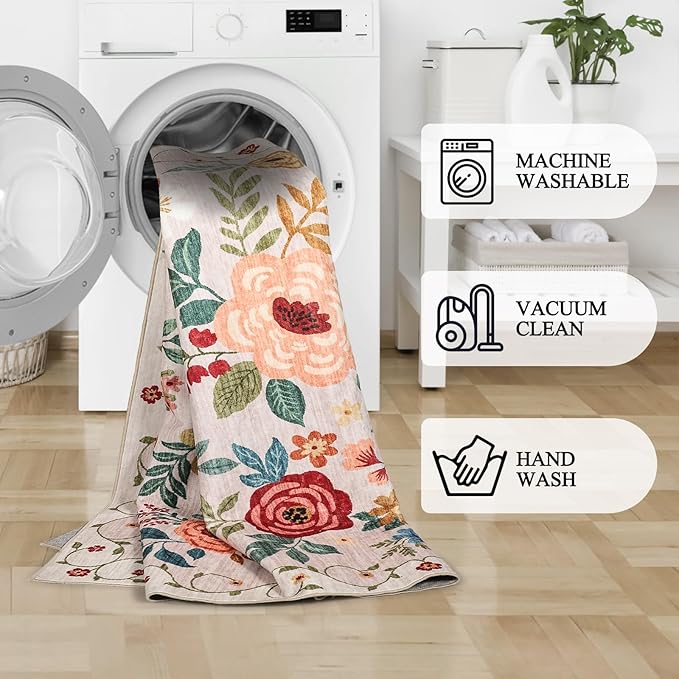 DUKINO 3x5 Area Rug, Floral Rugs - Image 7