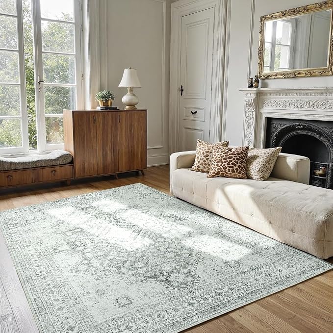 Washable Rug 9x12, Boho Vintage Oriental Washable Rugs, Collapsible Area Rug - Image 7