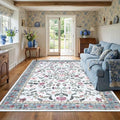 5x7 Washable Non-Slip Rug, Vintage Floral Area Rug by GarveeHome