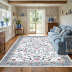 5x7 Washable Non-Slip Rug, Vintage Floral Area Rug by GarveeHome