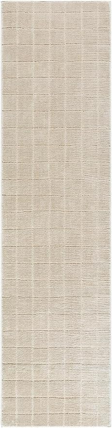 Livabliss x Our PNW Home Cascade Minimalist Grid Area Rug, Light Beige by Livabliss