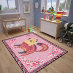 Cartoon Animal Pattern Area Rug Cute Cat Luxury Floral Decor - Image 4