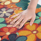 Erosebridal Groovy Flower Bathroom Rugs 70s Party Bath Mat Rainbow Floral Non - Image 5