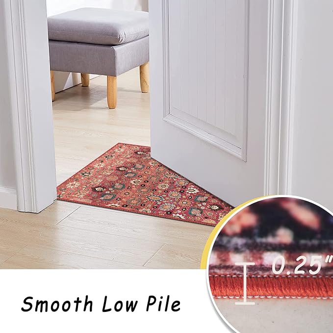 vivorug Round Rug 4ft Vintage Round Area Rug Non-Slip Indoor Carpet - Image 9