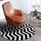 Round Cowhide Faux Leather Area Rug 10×10 ft – Black & White Modern Luxury by SNALFEHOME