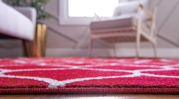 Rugs.com Lattice Frieze Collection Rug – 9' x 12' Red Medium Rug Perfect - Image 4