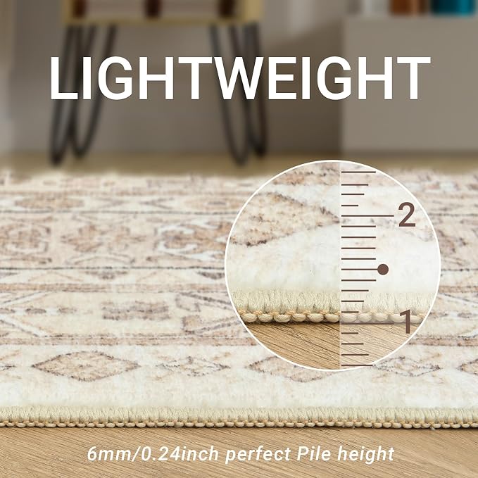 zesthome 2x6 Runner Rug for Hallways, Machine Washable Rug, Non Slip Vintage - Image 4