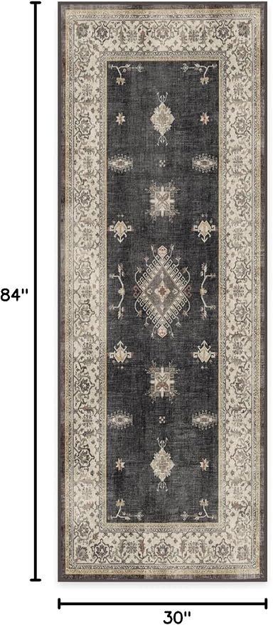 RUGGABLE Washable Vintage Runner Rug – Verena Dark Wood 2.5x7, Stain-Resistant - Image 2