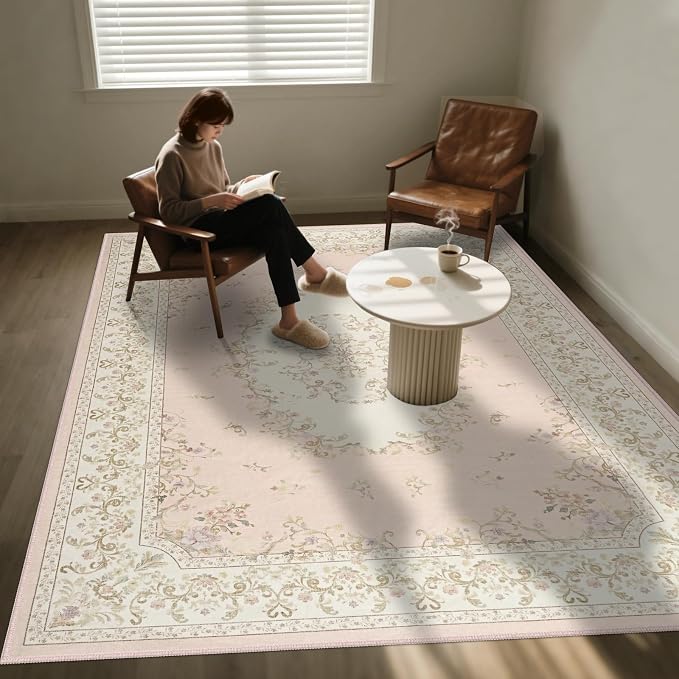 Nursery Rug for Baby Girl, Cute Pink 4x6 Area Rugs for Bedroom Non Slip - Image 5