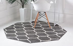 Rugs.com Lattice Frieze Collection Rug – 5' Octagon Dark Gray Medium Rug Perfect - Image 2