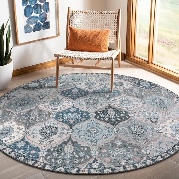 Lahome Moroccan Trellis Washable Round Area Rug, Soft Round Rugs 6ft Ultra-Thin by Lahome
