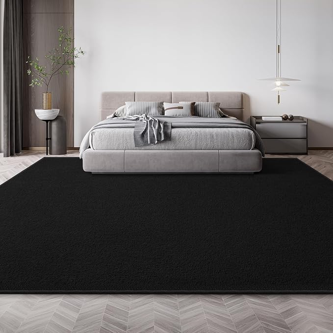 Large Modern Area Rugs for Living Room Bedroom, 6x9 Feet Black Ultra Soft Solid - Image 4