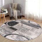 Rugshop Contemporary Abstract Circle Design Soft Area Rug 6' 6" Round Cream by Rugshop