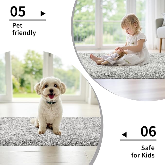 Gray Bathroom Runner Rug 24x59 Non Slip Fluffy Long Bath Mat - Image 7