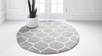 Rugs.com Lattice Frieze Collection Rug – 6' Round Light Gray Medium Rug Perfect - Image 3