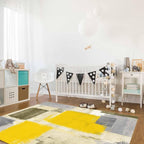 Yellow Rectangular Area Rugs for Living Room Bedroom 5 x 8 ft Abstract Paint - Image 3