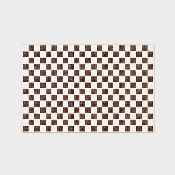 EVERGRACE Checkered Plaid Area Rug 5x7, Soft Fuzzy Faux Wool Rugs Washable Anti - Image 7