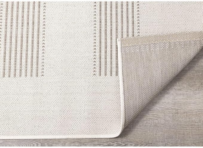 6x9 Rug with Modern Striped Pattern, Stylish Neutral Area Rug in Beige and Cream - Image 7