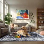 Area Rug for Living Room, 6x9 Machine Washable Non Slip Large Faux Wool Throw - Image 3