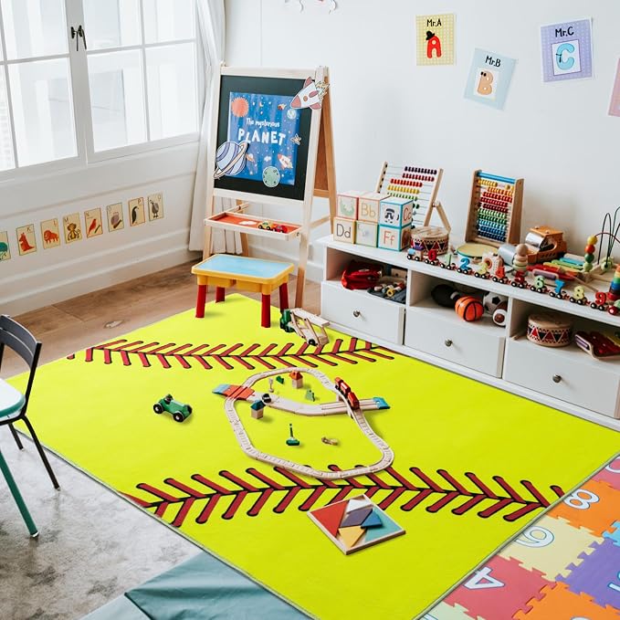 Soft Area Rugs for Bedroom, Softball Gifts for Softballs Lovers, Kids Toddlers - Image 5
