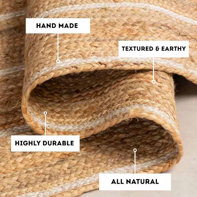HOMEMONDE Natural Braided Jute Rug 3x5 ft - Image 3