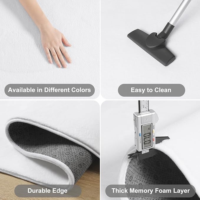 Amearea Modern Washable Runner Rugs, 2x4 Feet White Bedroom Runner Rug - Image 5