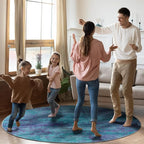 Round 6ft Abstract Rug, Modern Washable Indoor Circle Area Rugs - Image 9
