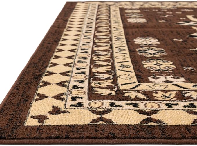 Unique Loom Taftan Collection Border Geometric Tribal Inspired Design Area Rug - Image 6