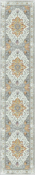 Area Rugs 2'6''x14' Washable Non-Slip, Floral Vintage Distress Print Pattern by RELEANY