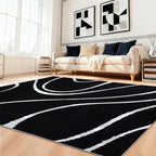 YIHOUSE Abstract Washable Rug 8x10, Ultra Thin Non Slip Black Rugs - Image 7