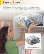 Area Rugs 2'x4' Washable Non-Slip, Floral Vintage Distress Print Pattern - Image 6