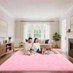 Area Rugs 9x12 Living Room, Fluffy Large Pink Rugs by Unknown