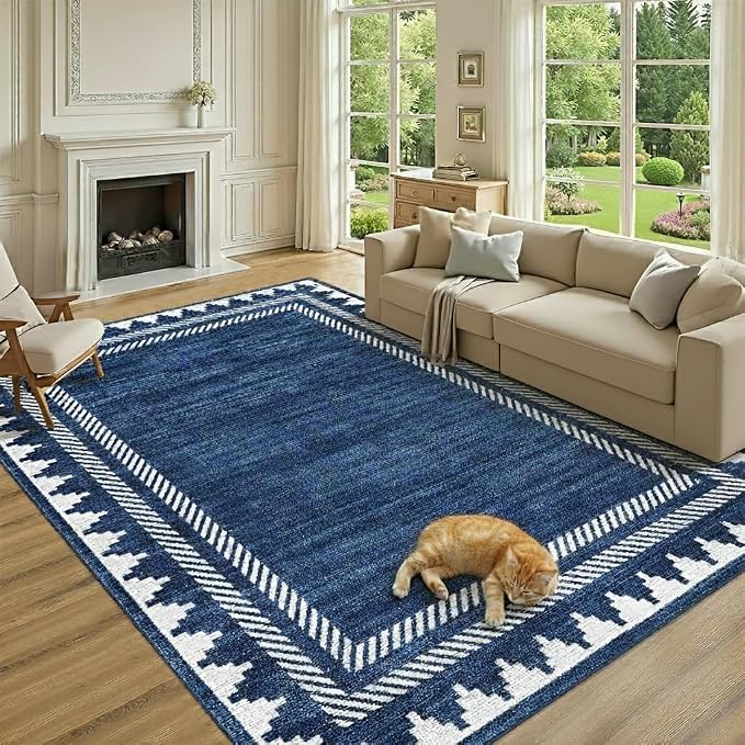 Bordered Printed 10x13 Washable Area Rugs by RUGSREAL