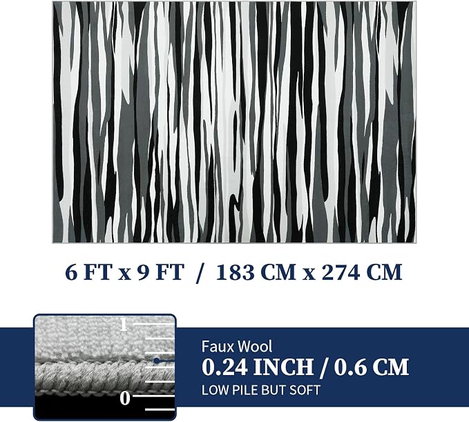 YIHOUSE 6×9 Ft Area Rugs for Living Room: Modern Abstract Black Grey and White - Image 9