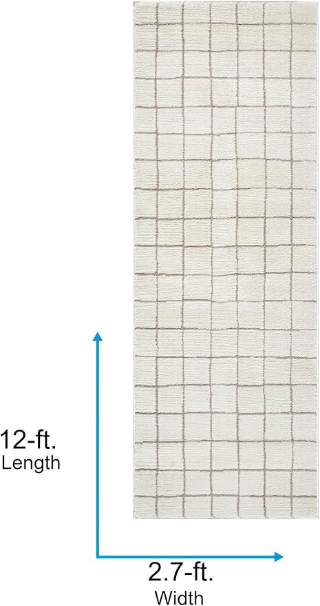Livabliss x Our PNW Home Cascade Minimalist Grid Area Rug, Grid Ivory/Taupe - Image 2