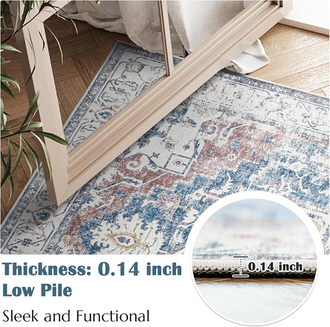 jinchan Kelda Runner Rug 3x10 Vintage Hallway Rug Washable Runner Retro Floor - Image 3
