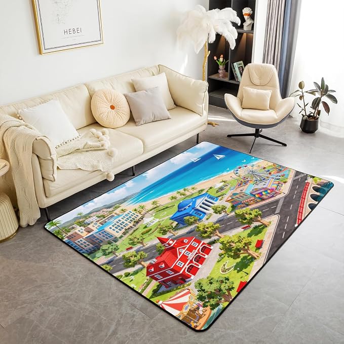 Kids Area Rug 3x5 City Life House Rugs - Image 6