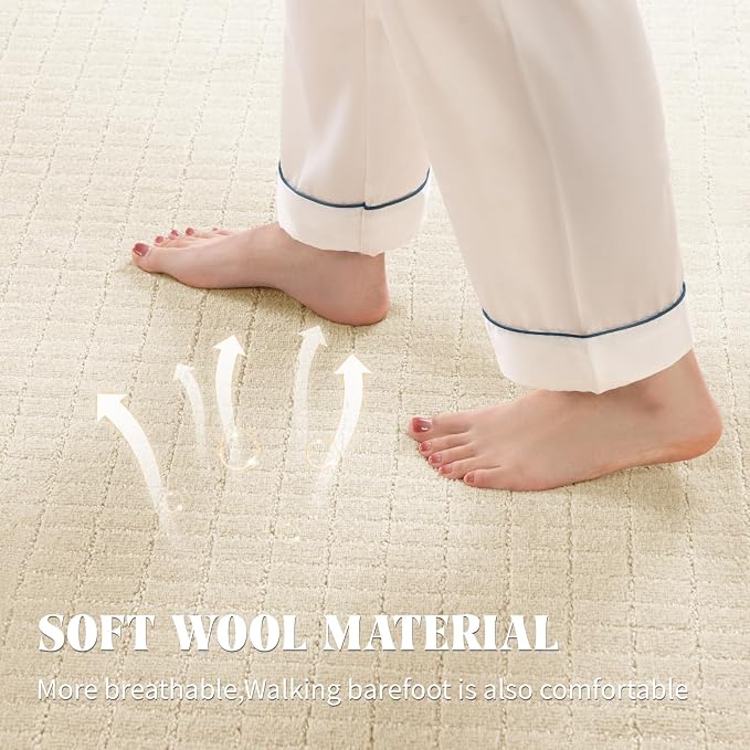 Shilucheng Wool Rug 4.7x7 Non-Slip, Blend 80% Wool and 20% Cotton Rugs - Image 5