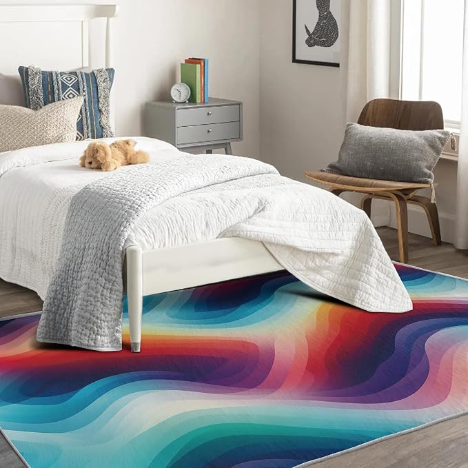 Rainbow Gradient Rug, 5x6 Rug, Modern Rugs - Image 3