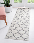 Rugs.com Lattice Frieze Collection Rug – 2' x 6' Runner Ivory Medium Rug Perfect by Rugscom